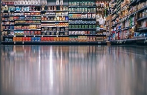 Shelves in supermarket