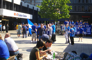 Everton fans at Euston by Paul Robertson