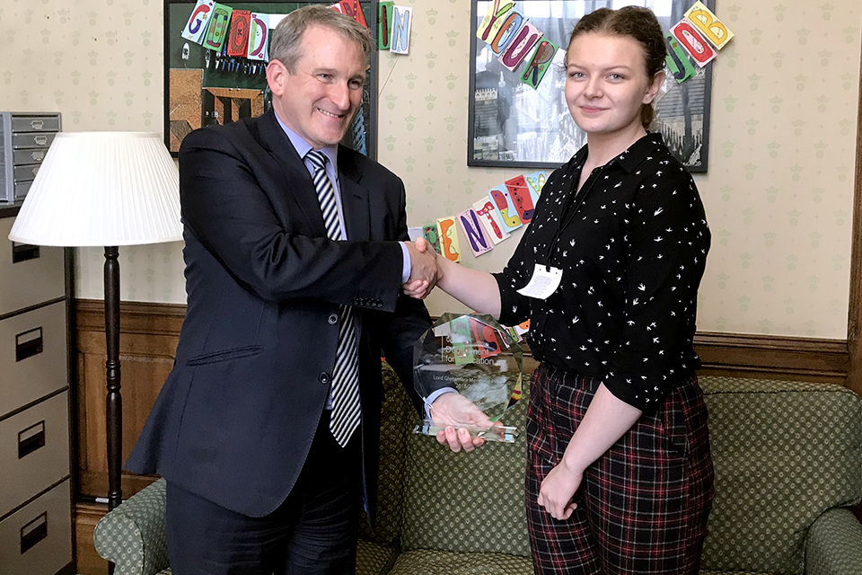 Outstanding Gateshead student awarded Lord Glenamara prize
