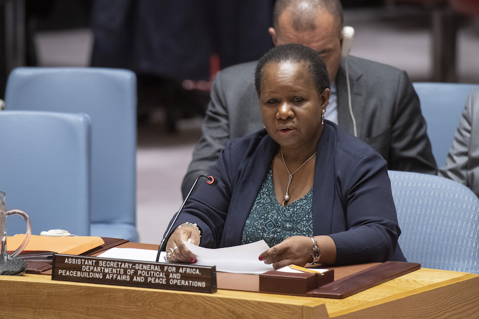 Bintou Keita, Assistant Secretary-General for Africa, Departments of Political and Peacebuilding Affairs and Peace Operations, briefs the Security Council on the situation in the Sudan and South Sudan (UN Photo)