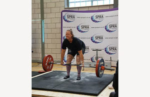 Constable Claire Stott-Barrett in competitive power lifting.