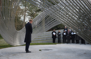 The Duke of Sussex stands with his head bowed at the Sousse and Bardo attack victims' memorial