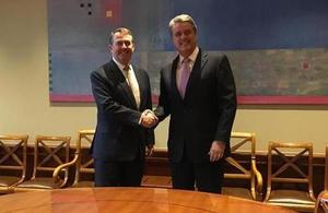 International Trade Secretary Dr Liam Fox with WTO Director General Robert Azevedo