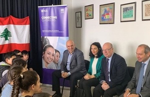 Minister Burt visiting a local school in Lebanon