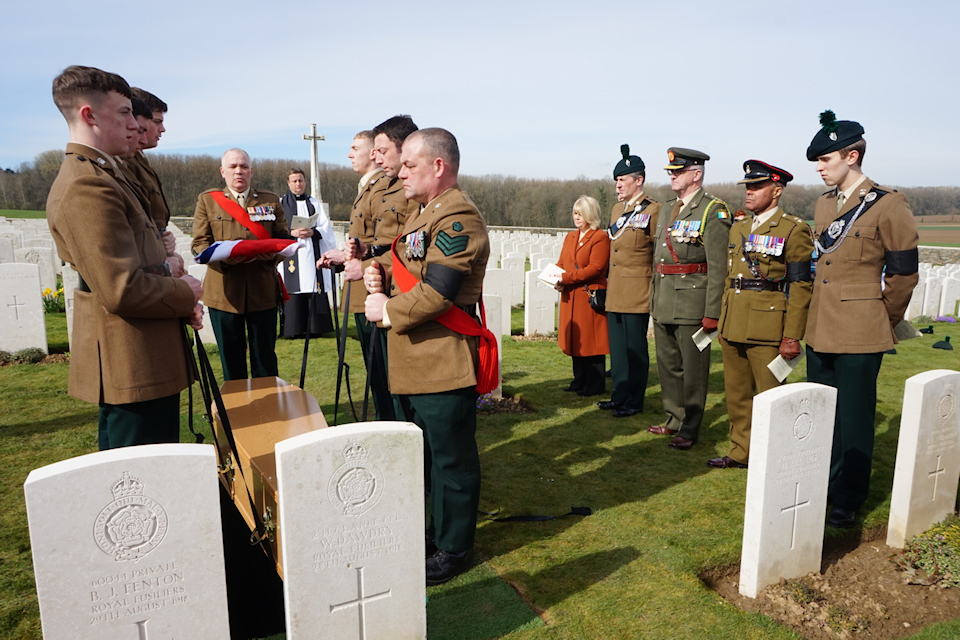 Four unknown Irish soldiers buried 100 years after their deaths in The Great War