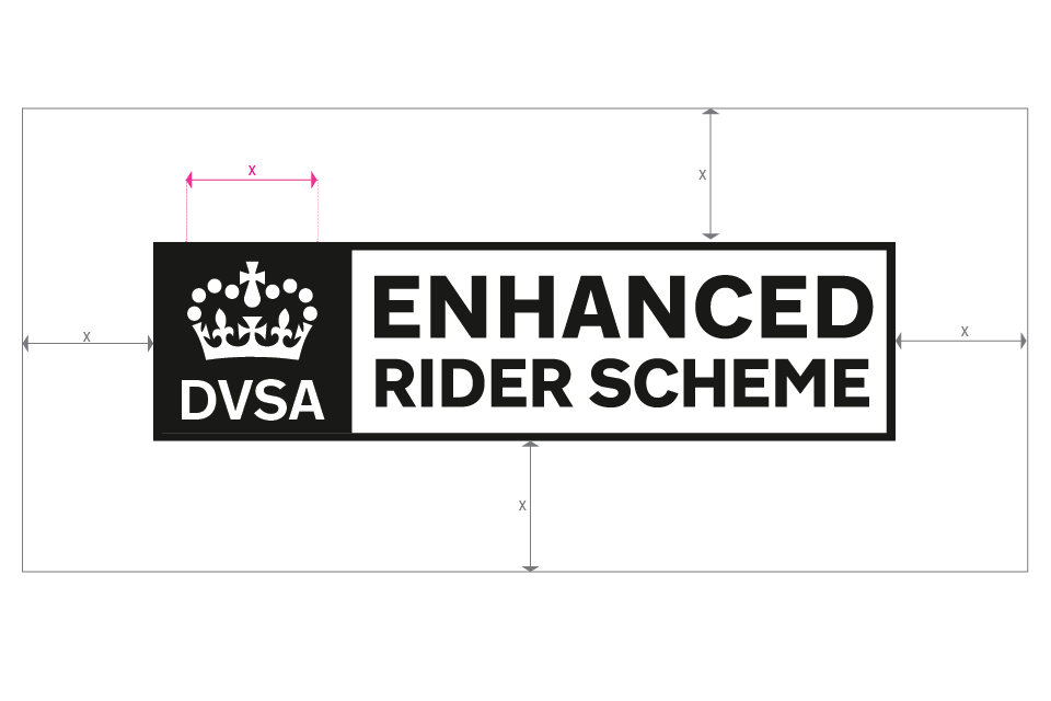 Image showing the amount of clear space that must be left around the DVSA enhanced rider scheme logo