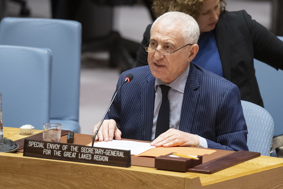 Said Djinnit, Special Envoy of the Secretary-General for the Great Lakes region, briefs the Security Council on the situation in the Great Lakes region. (UN Photo)