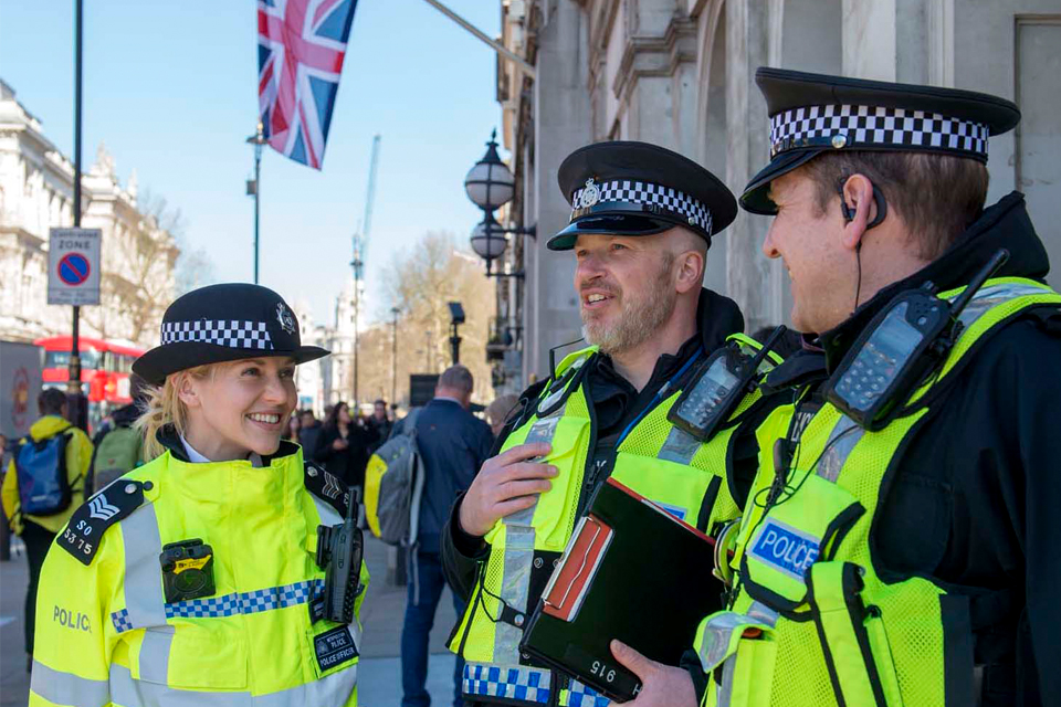 Three police officers working in Westminster.