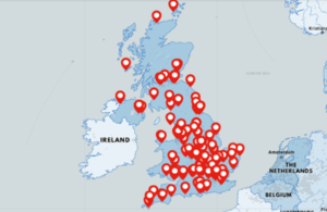 Industrial strategy screenshot of the interactive online map