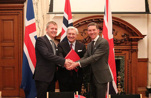 Her Majesty’s Trade Commissioner to Europe, Andrew Mitchell, with Stefán Haukur Jóhannesson, Ambassador of Iceland to the UK, and Wegger Christian Strømmen, Ambassador of Norway to the UK.