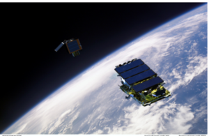 Artists impression of NovaSAR and Carbonite-2 in Low Earth Orbit. Credit: SSTL, NASA