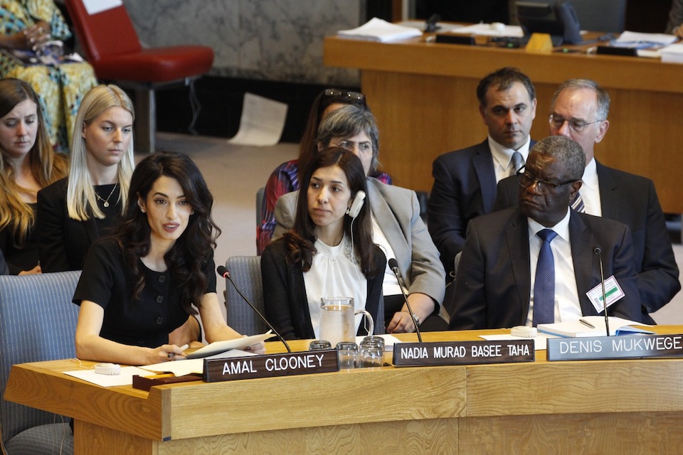 Amal Clooney, Nadia Murad and Dr. Denis Mukwege, special briefers at the UN Security Council.