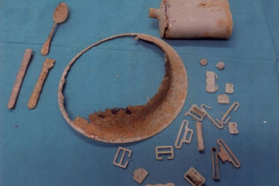 Artefacts found with the remains, Crown copyright, All rights reserved