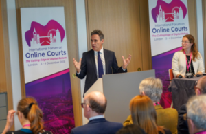 Image of Richard Susskind and Susan Acland-Hood speaking at event
