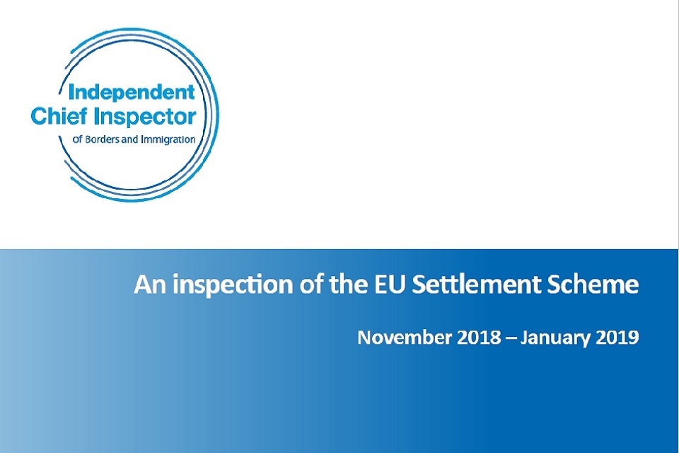 Inspection Report Published: An inspection of the EU Settlement Scheme