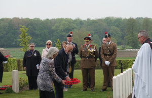 Colin Foskett (Fredericks great nephew) and his wife Carol Foskett lay a wreath at his grave during yesterday’s ceremony, Crown Copyright, All rights reserved.