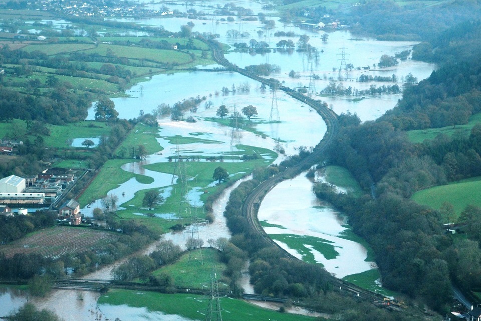 Picture shows flooding of agricultural land