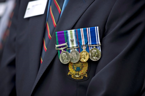 Close up of a veteran's medals