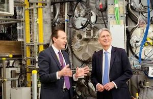 Ian Chapman provides the Chancellor with a tour of fusion facilities at Culham