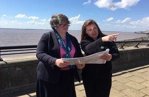 Environment Minister Dr Thérèse Coffey hearing about the £42 million Humber: Hull Frontage scheme
