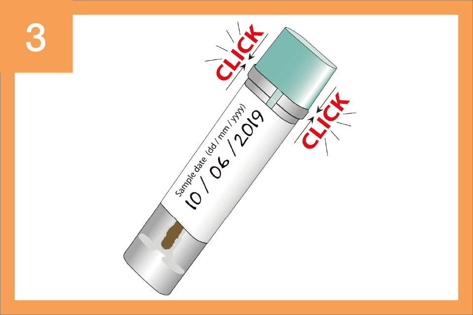 Image showing that the sample bottle needs to be clicked shut