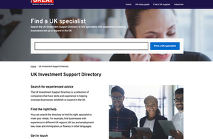 Find a specialist tool on Great.gov.uk
