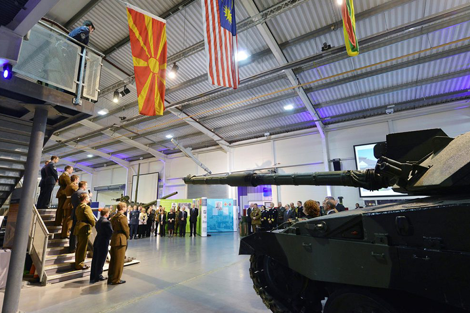 Inside the Defence Academy, personnel gather at the official opening of the Defence Centre for Languages and Culture in 2013.