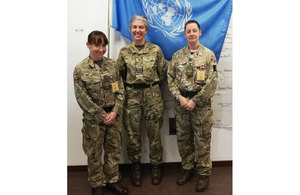 UK Directing Staff (L-R): Squadron Leader Booker (MSO), Staff Sergeant Slane (RAMC) and Sergeant James (QARANC).