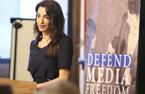 Amal Clooney addresses Foreign Office Ambassadors on defending journalists