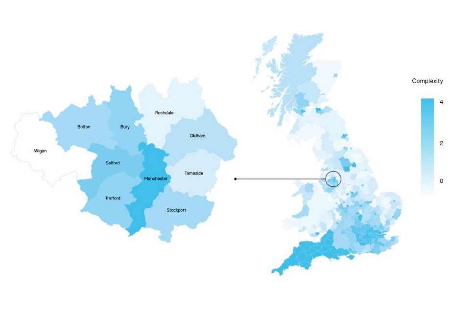 Map showing the geographical distribution of economic complexity across the UK (Figure 2)