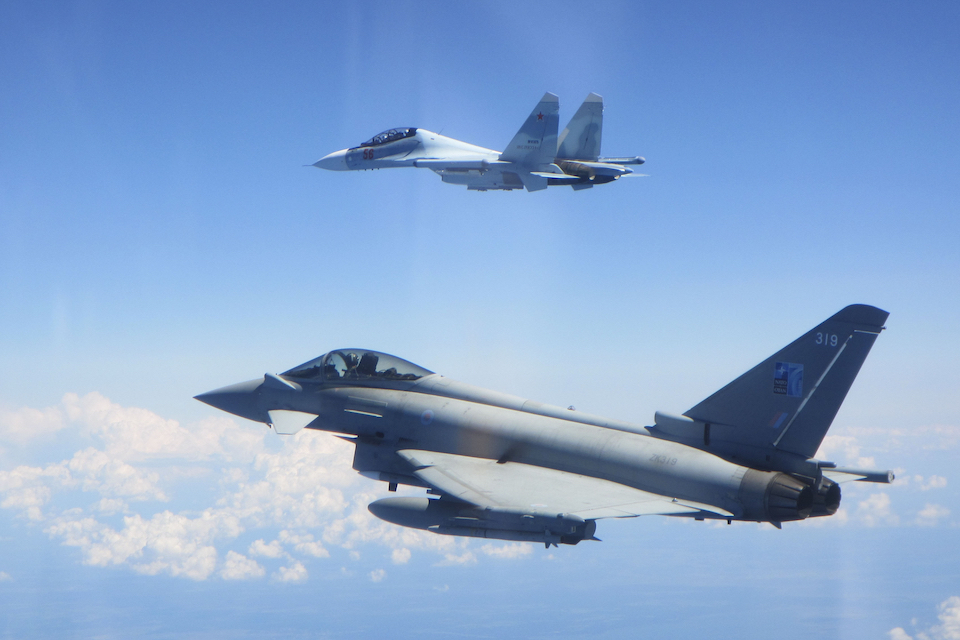 RAF Typhoons scramble to intercept Russian fighters as part of Baltic Air Policing Mission