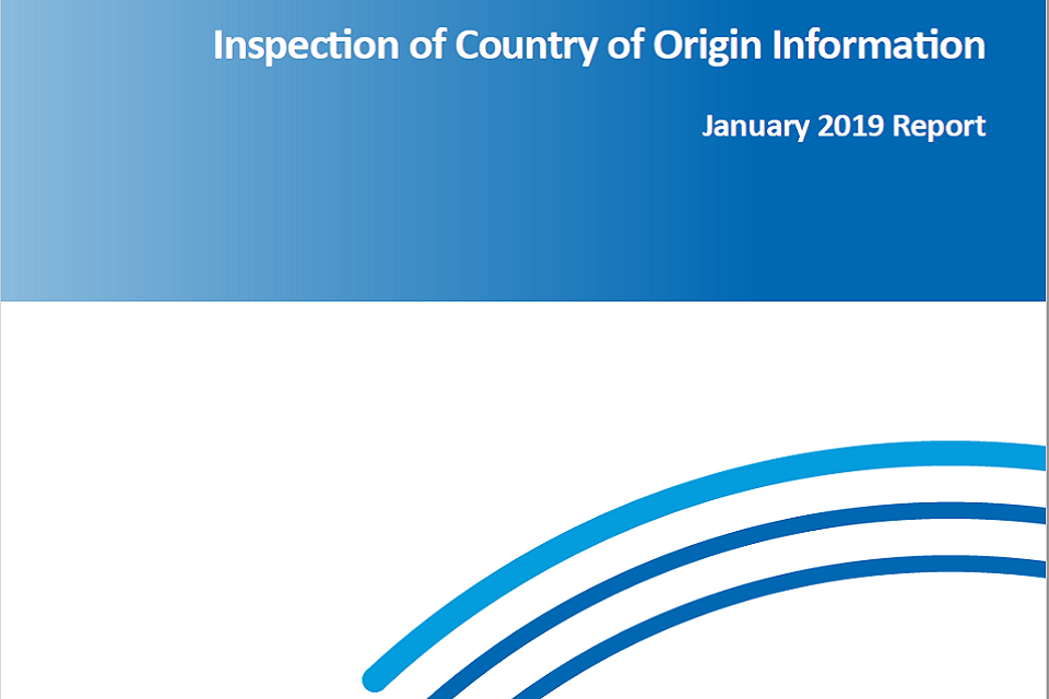 Inspection report published: Inspection of Country of Origin Information, January 2019