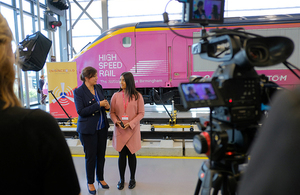Nusrat Ghani MP pictured with Mariah Ahmed, an engineering apprentice at the National College for High Speed Rail.