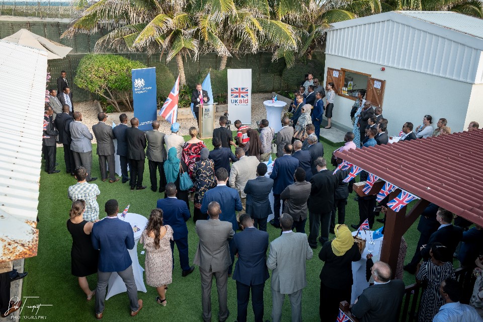 Crowd gathered at the British Embassy in Mogadishu during Queen's birthday party celebration