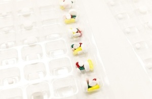 Close-up of pills in a box