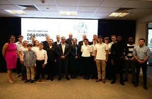 All the SatelLife winners and dragons stood together