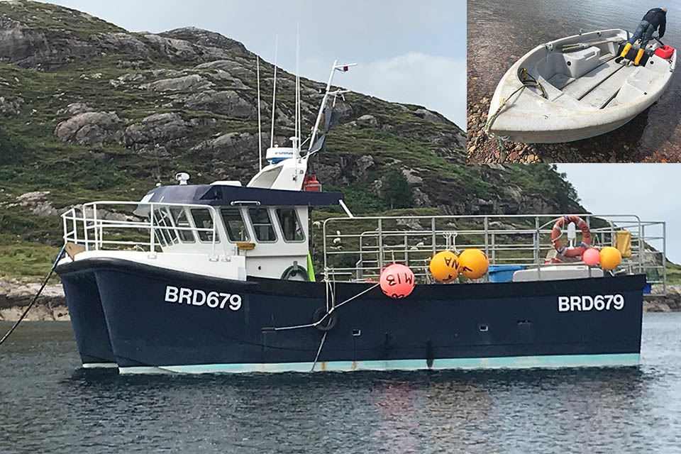 Composite image showing the fishing vessel and the tender