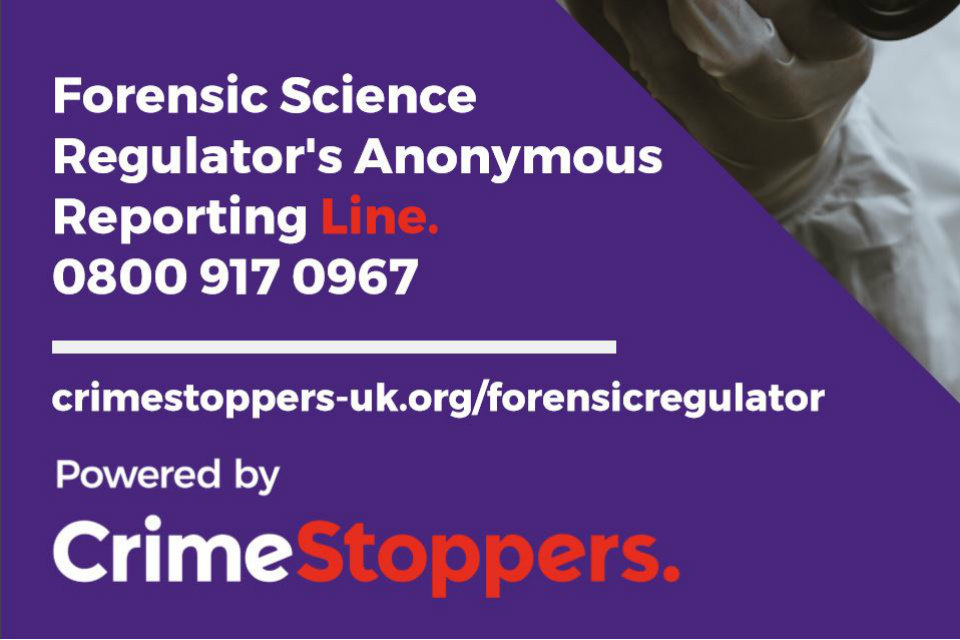 Anonymous reporting line for forensic science professionals launched