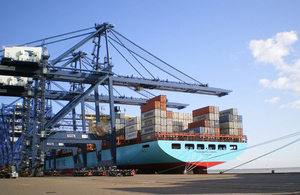 Shipping containers at a dock