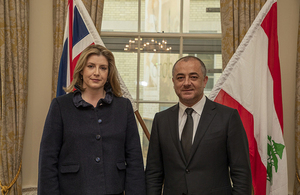 Lebanese Minister Elias Bou Saab with UK Secretary of State for Defence Penny Mordaunt