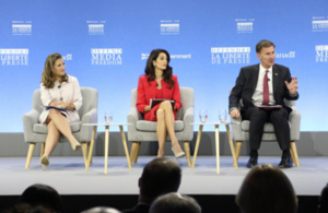 Chrystia Freeland, Canadian Minister of Foreign Affairs, Amal Clooney, UK Special Envoy on Media Freedom, and Jeremy Hunt, the UK Foreign Secretary