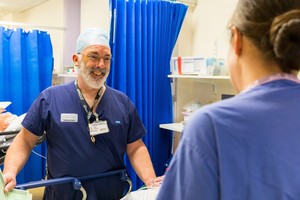 Surgeons chatting in hospital