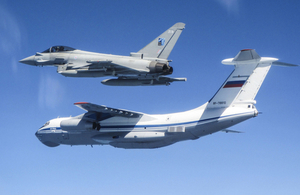 RAF Typhoons intercept a Russian IL-76 military transport aircraft