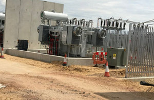 Image of a transformer and switch gear recently installed at RAF Lakenheath