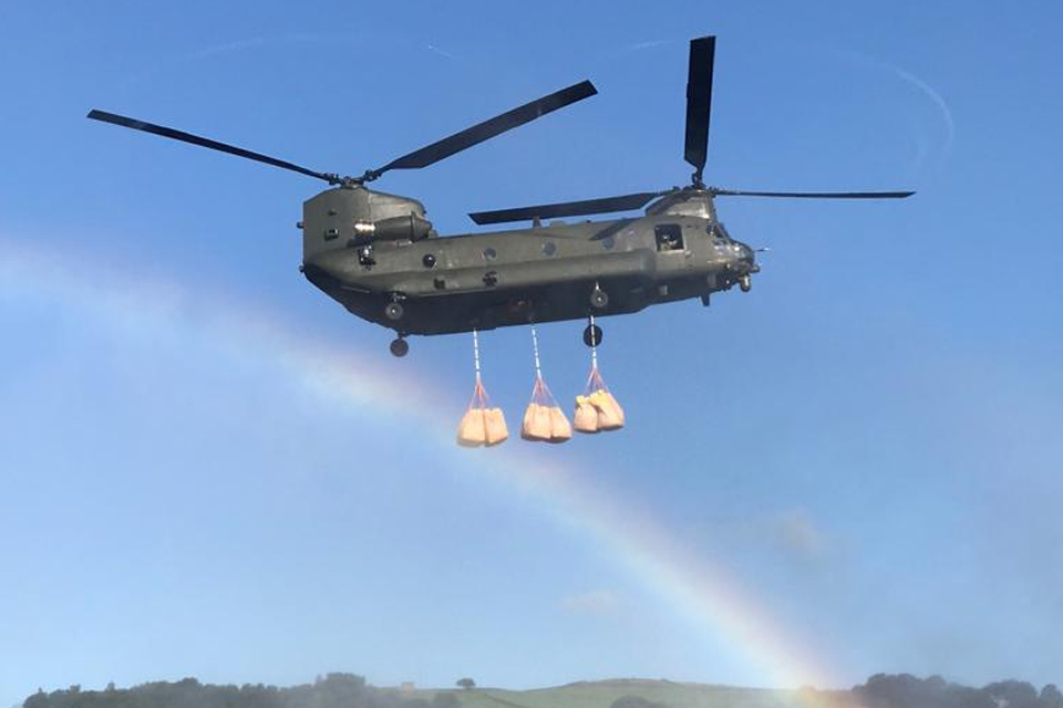RAF Chinook assists Derbyshire Police at Toddbrook Reservoir