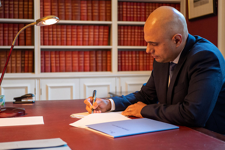 Chancellor Sajid Javid preparing to deliver the Spending Round 2019