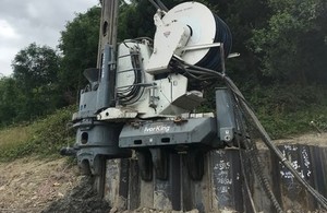 The GIKEN Silent Piler rig which was introduced on the A500 widening scheme to reduce disruption for residents