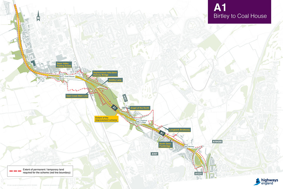 Highways England’s A1 Birtley to Coal House improvement application accepted for examination