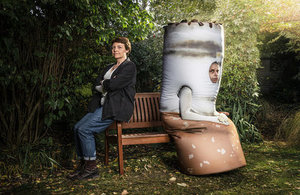 Giant cigarette looking glum - campaign image for Stoptober