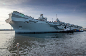 Britain’s newest aircraft carrier, HMS Prince of Wales, has sailed from Rosyth Dockyard for the first time.